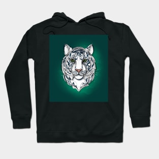 Continuous Line White Tiger Portrait. 2022 New Year Symbol by Chinese Horoscope Hoodie